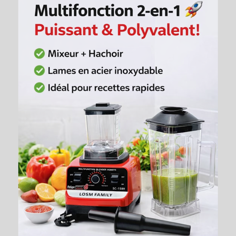 Mixeur robot multifonction 2 bols