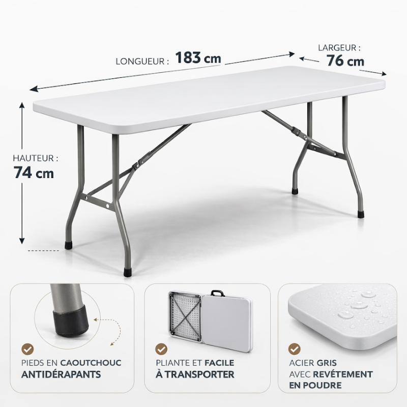 Table Pliante Portative de 180 cm